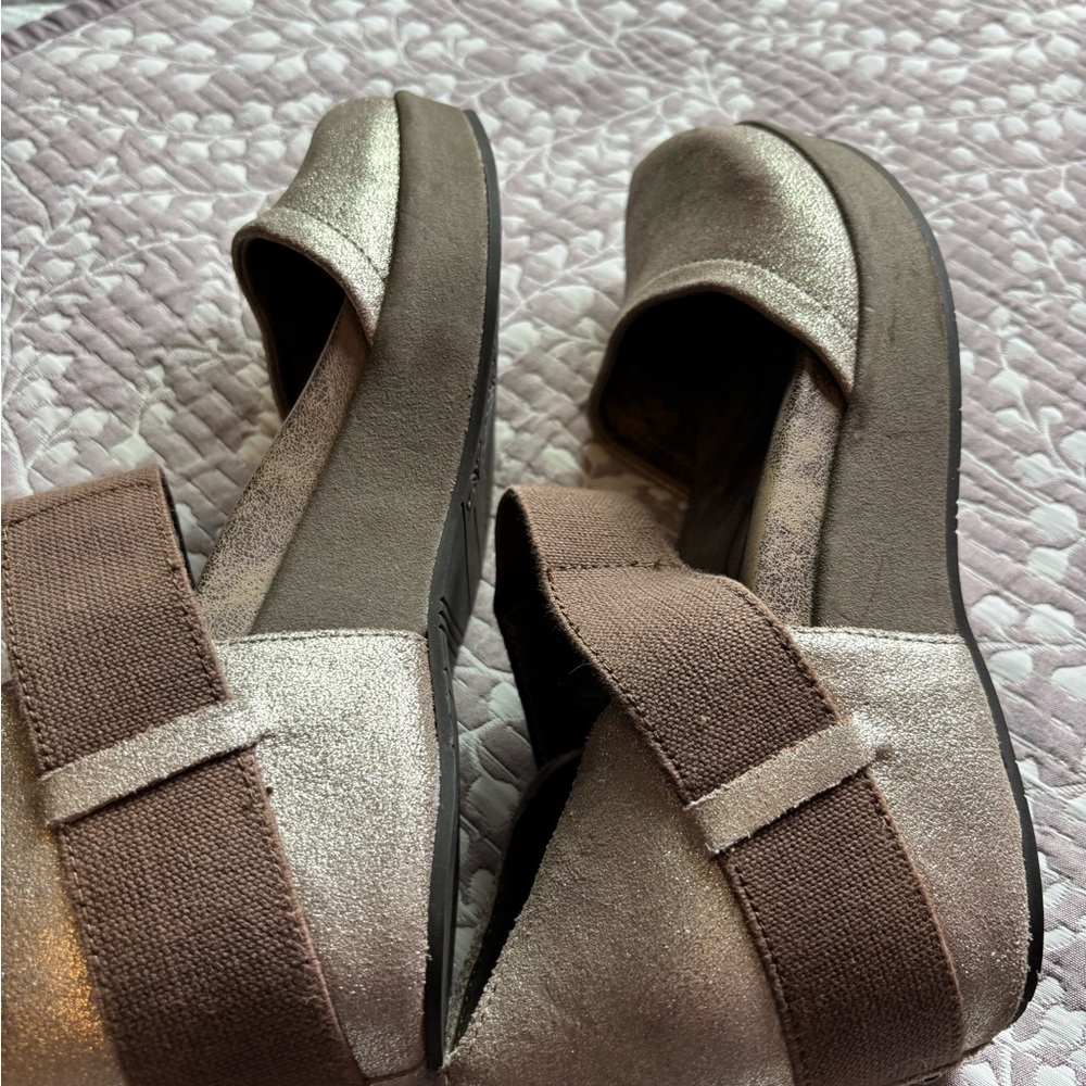 OTBT Metallic Taupe Slip-On Platform Mule
